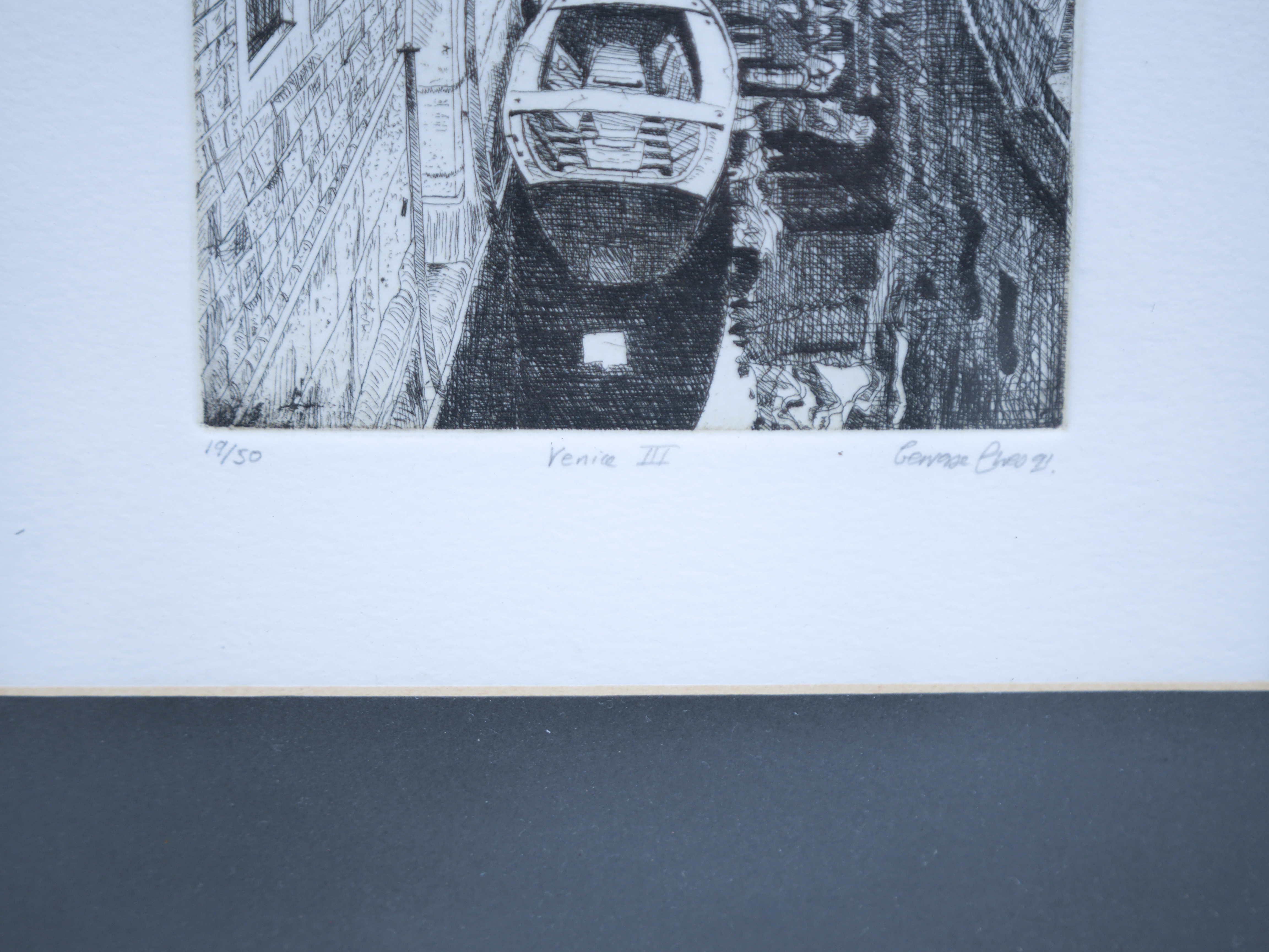 Gervase Elwes, pair of etchings, Venetian scenes to include ‘Venice III’, one artist's proof, each signed and dated '91, 21 x 15cm. Condition - fair